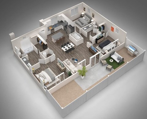 Floor plan for 3 beds, 2 baths, 1325 sqft